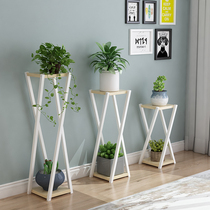 The flowerpot in the living room with two layers of green Diola single bedroom double stool iron floor standing green Luo simple