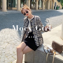 sandro asw tweed coat female 2021 Autumn New socialite temperament small incense thousand bird grid woven top