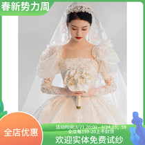 Long Sleeve Fasting Wedding Dress 2021 New Advanced Texture Main Yarn Palace Court Wind Luxury Bridal Pregnant pregnant woman trailing winter