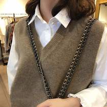 Loose lazy wind autumn and winter knitted vest female loose outerwear V-neck pullover sweater waistcoat vest shoulder top