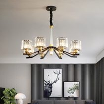 Light luxury living room crystal chandelier postmodern Hong Kong style atmospheric black bedroom study lamp High-end model room designer