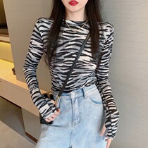 Van Chy Net red base shirt Women in autumn take zebra pattern long sleeve T-shirt slim slim Joker foreign coat women