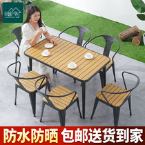 Outdoor Patio Table And Chairs Balcony Casual Table And Chairs Patio Terrace Simple Milk Tea Shop Outdoor Embalming Wood Iron Art Chair Table