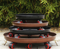 Round mobile flower pot stand pulley base belt pulley roller universal wheel deep water flower tray tray metal iron