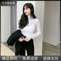 JUSTC Card Womens Official Flagship Early Autumn New Half High Collar Hook Flower Rhombus Dresses Undershirt Woman