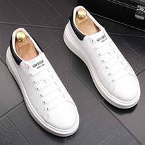 McQueen white shoes mens leather Korean version of the trend Joker thick bottom increased summer breathable fashion casual board shoes tide