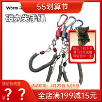 Japan imports Worm road subphishing magnetic buckle lost hand rope Outdoor portable strong magnetic telescopic buckle steel wire anti-lose rope