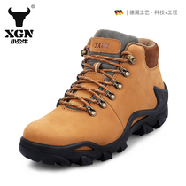 XGN Little Bulls Spring section Mens climbing shoes High Help Outdoor genuine leather waterproof anti-slip abrasion resistant hiking shoes male