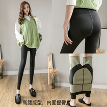 Punching pants female in autumn and winter wear plug thicker high waist and thin nine black spring and autumn large tight feet