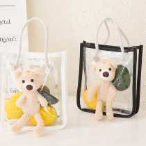 ins summer vacation travel girl cartoon Three-dimensional bear jelly beach bag transparent cute fashion Hand bag