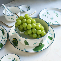 WUXIN creative ceramic bowl large soup bowl Nordic ins household Japanese tableware set Simple eating bowl plate