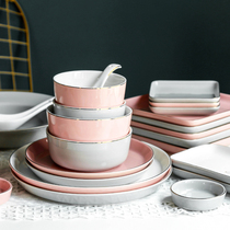Ceramic bowl Single Nordic household creative tableware Net red ins wind large bowl Small bowl soup bowl Dinner bowl plate