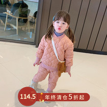 Childrens clothing 2020 new girls winter clothes thick down set baby Foreign style two pieces little girl winter clothes