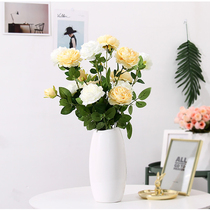 Simulation of 3 foreign peony home dining table placed flower art Brazil rose wedding iron decoration road guide arch flower