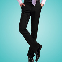 Fashion city Korean version of micro flared pants mens black mid-rise British casual straight wide-legged trousers Slim-fit trousers