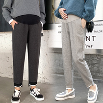Maternity pants Pants Autumn and winter wear fashion straight pants Autumn and winter casual wool pants Wide-leg pants belly pants