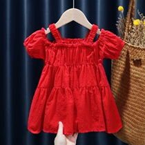 Baby girl summer dress 2021 new foreign girl skirt 1-6 year old girl princess suspender skirt