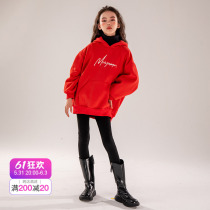 Rain Stars Rain & Rain girls Weak clothing Cavet and Autumn Winter 2021 new CUHK Scout Lianhood Thickened Red Blouse Tide