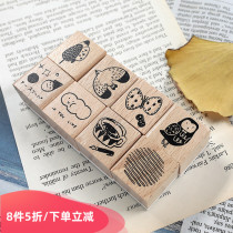  Lorraine Xinmo 28 wooden seals Retro animal English words Log rubber hand account material decoration DIY stamps