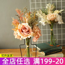 Retro embroidered ball emulated floral bouquet fake flowers and roasted jiao rose hands to hold floral photography handheld floral home decoration products