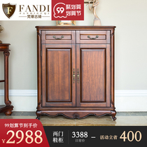 American shoe cabinet all solid wood entry mouth shoe cabinet living room porch cabinet walnut wood multifunctional three door home shoe cabinet