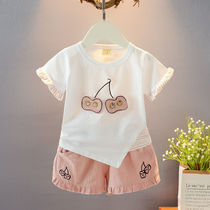 Child Clothing Girl Summer Clothing Short Sleeve Suit 0 One 1-3-Year-Old Half 2 Baby Clothes 4 Cotton Female Baby Summer Two Sets