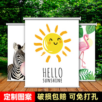 Roller blinds non-perforated toilet bathroom waterproof and anti-light kitchen insulation sun protection up and down roll pull shaft type small curtain