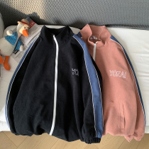 Salt Jacket Womens large size loose collar jacket ins tide Korean version of Joker fat mm200 kg lazy color top