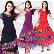 Modern dance dress new national standard dance ballroom dance table performance set print competition suit adult female