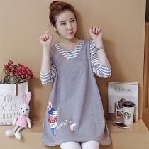 Pregnant women autumn and winter clothing set fashion Out T-shirt autumn 2021 autumn winter plus velvet sweater long sleeve top women