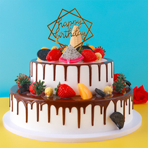 Double-layer European fruit cake model 2021 New Net red plastic custom birthday cake furnishings