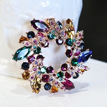 Fashion and luxury high-end atmospheric crystal flower brooch brooch Japanese and Korean Joker sweater suit accessories elegant pin