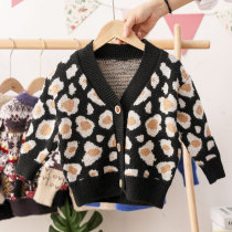 Boy cardiovert sweater jacket Spring and autumn style 2022 new childrens knitted sweatshirt winter baby V neckline sweatshirt