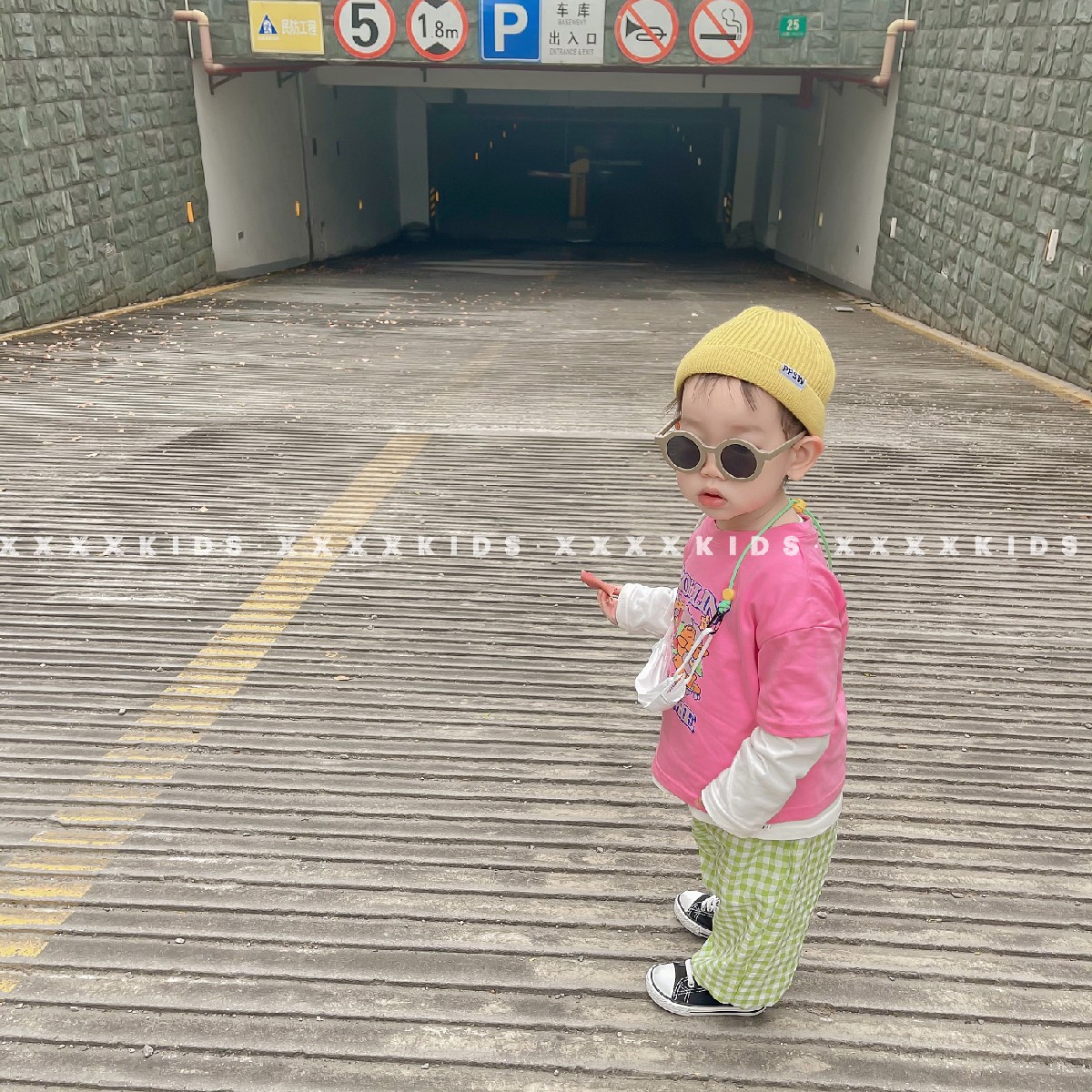 xxxxkids solid color letter label children's knitted hat melon skin hat ins wild baby curling hat wool hat