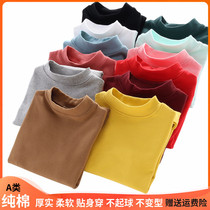 Childrens cotton base shirt 2021 spring and autumn childrens clothing boys and girls Middle collar underwear baby long sleeve top