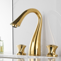 European gold three-hole table basin Hot and cold water faucet Brass washbasin washbasin washbasin basin basin faucet