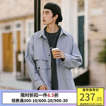 PSO Brand Japanese solid color Oxford long sleeve shirt men spring and autumn coat cotton multi pocket casual shirt