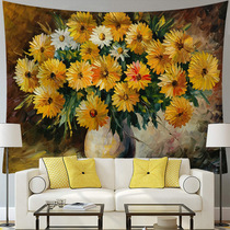 Norse wind ins flowers hanging cloth oil painting version of daisy chrysanthemum still life wall background decoration painting wall decoration partition cover cloth