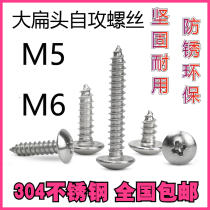 M5M6 large flat head self-tapping screw 304 stainless steel umbrella head mushroom head pointed tail TA extended large pan head screw