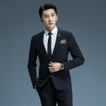 Groom suit suit male body repair business posing handsome wedding partner Han version dress professional suit