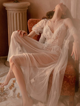 Pajamas womens summer thin sexy sexy nightdress pure desire transparent hot temptation bed flirting lace nightgown suit