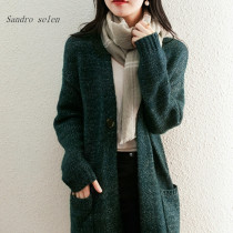 sandro selen wool mid-length knitted cardigan autumn and winter loose and lazy style sweater jacket female