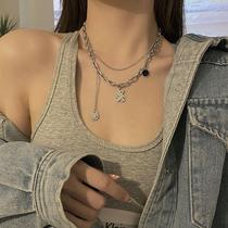 A Smiley Face Necklace Women Online Red Fashion Hip-hop Lukewarm Wind Lock Bone Chain New Gross Heat Pin Tide