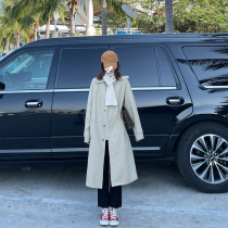 Seven4lee little Detective black trench coat long Japanese stand collar coat ins tide girl autumn and winter