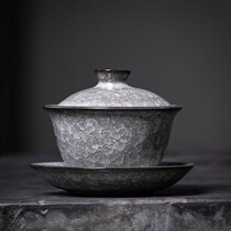 Hover 3 to cover a bowl of large single cup of cup of hand-made ice crack ceramic kung fu tea set only this green cover bowl