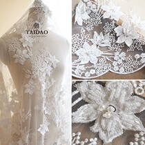 New Taiwan Island three-dimensional nail bead embroidery lace z23 wedding dress accessories designer original fabric