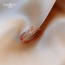 Lukewarm Wind Cross Ring Female Fashion Personality Chaoge Tide Style Light Extravagant design Ring index finger opening