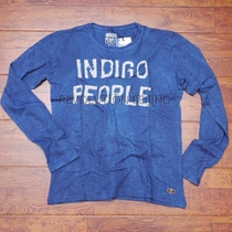 China General Generation Dutch Indigo People hand tie-dyed blue dye soft cotton LOGO long T-shirt