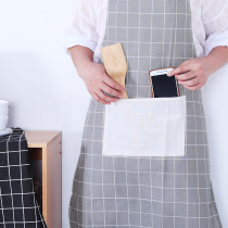 Kitchen Plaid Full Cotton Apron Korean version Fashion anti-oil cleaning apron Cooking Apron Women Cute Cotton Linen Waistline