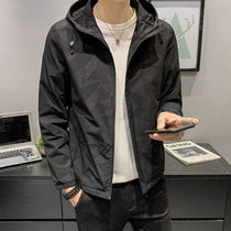 Spring coat men 2020 new Korean version handsome personality print thin hooded young mens jacket D0302